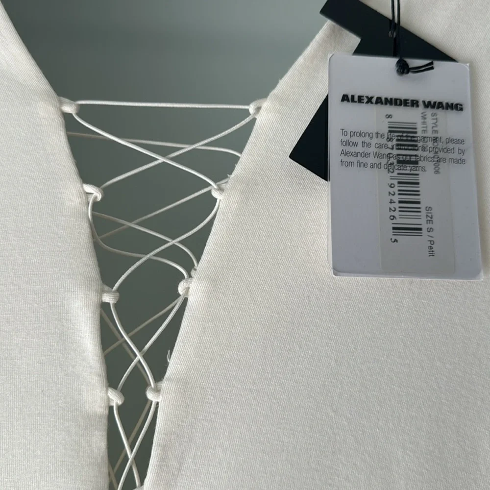 Alexander T Wang white plunging lace up front & back bodysuit - Picture 14 of 14